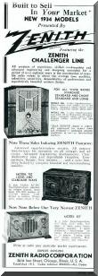 Advertisement for 1934 Zenith Radios.